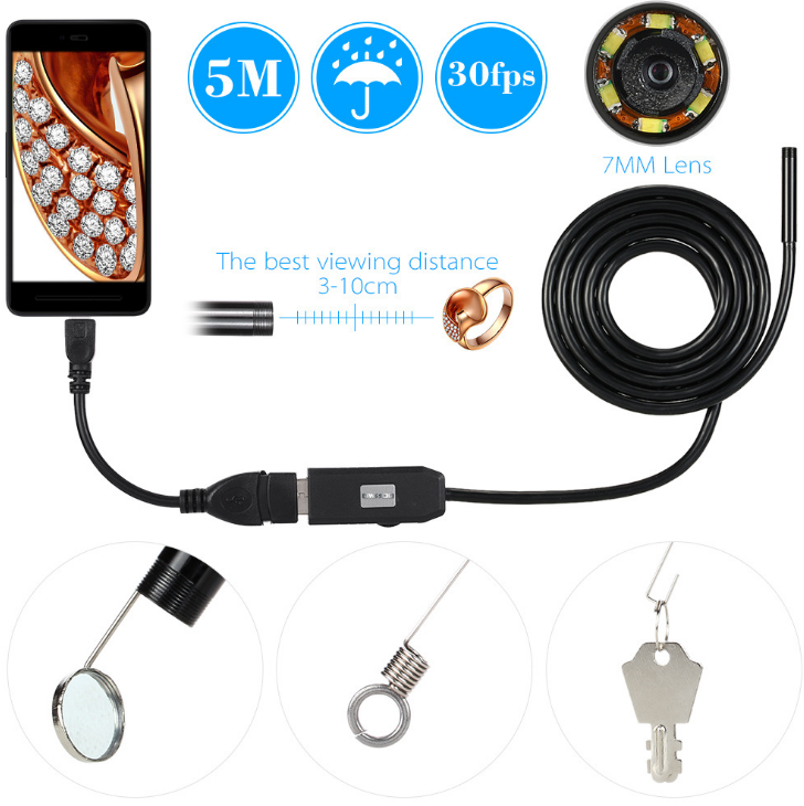 USB Camera- OWSOO 6 LED 7MM USB Endoscope Camera 5M Waterproof USB Wire Snake Tube Inspection Borescope For OTG Compatible Android Phones USB Camera- OWSOO 6 LED 7MM USB Endoscope Camera 5M Waterproof USB Wire Snake Tube Inspection Borescope For OTG Compatible Android Phones